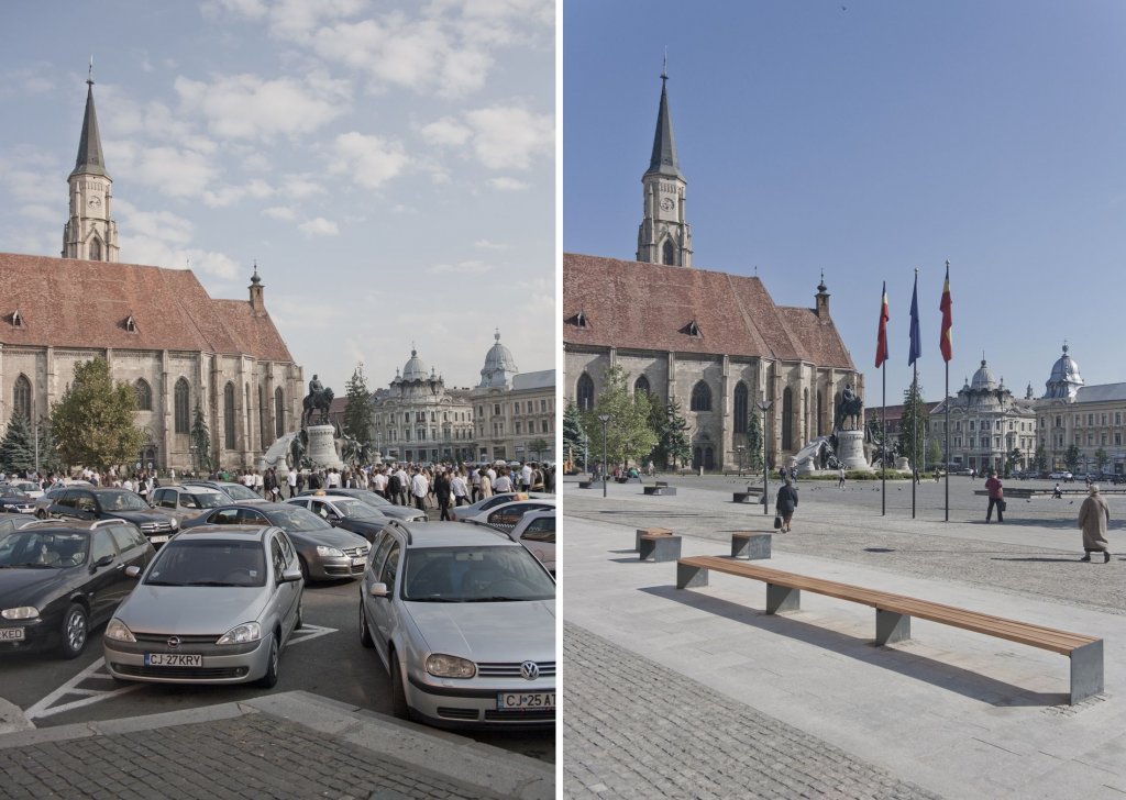 Revoluția spațiilor publice din Cluj. În 2005 oraşul nu avea niciun metru pătrat de spațiu pietonal