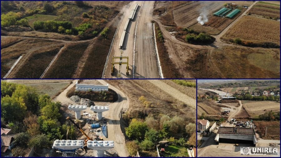 Autostrada Sebeș - Turda: grinzi pregătite pentru miniviaduct, în locul casei demolate