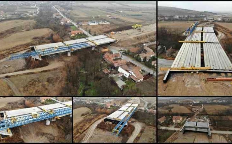 Autostrada Sebeș-Turda. Ultima grindă la miniviaductul de la Oarda