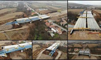 Autostrada Sebeș-Turda. Ultima grindă la miniviaductul de la Oarda