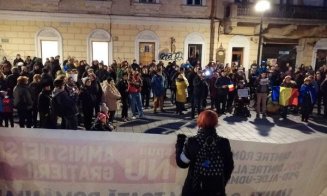 Un nou protest anti PSD la Cluj. Un violonist a interpretat imnul României