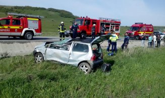Mașină răsturnată pe Centura Apahida - Vâlcele. Persoană resuscitată, ulterior transportată la spital