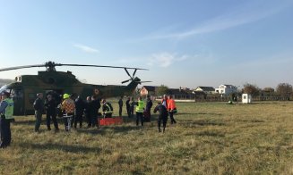Intervenție de amploare la aeroportul din Cluj. Cum se intervine când o aeronavă se rupe în două și ia foc