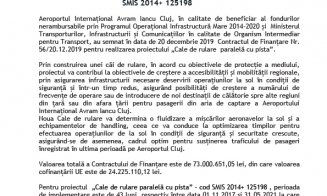 COMUNICAT DE PRESĂ - Începerea proiectului “Cale de Rulare paralelă cu pista” Cod SMIS 2014+ 125198