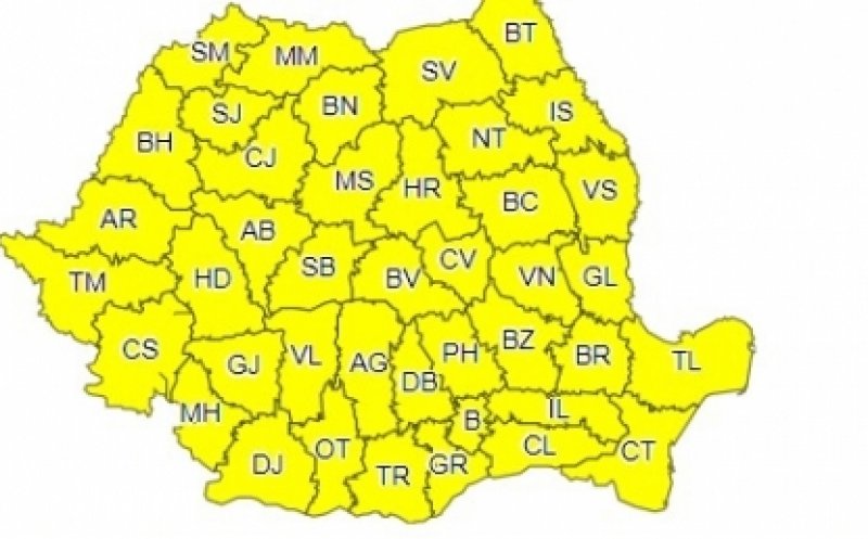 Cod Galben de ploi până luni în toată țara