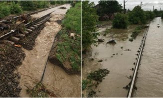Trafic feroviar întrerupt, între Teiuș și Cluj Napoca. din cauza inundațiilor