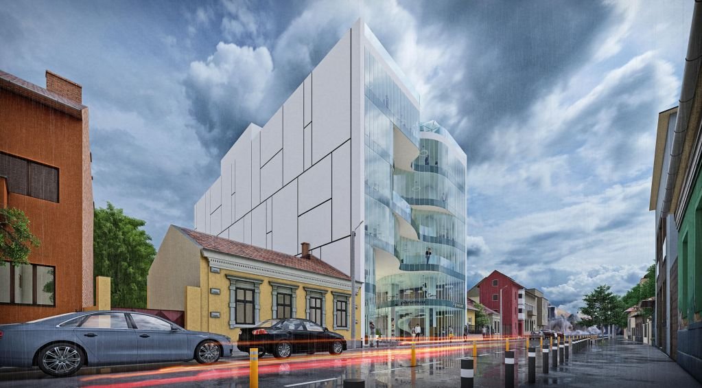 Urbanism/ Clădire ”futuristă” de birouri pe Decebal lângă Poliție