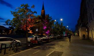 Proiecție de lumini pe Palatul Banffy, la Festivalul Clujotronic