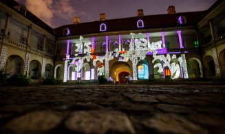 Proiecție de lumini pe Palatul Banffy, la Festivalul Clujotronic