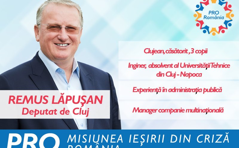 Remus Lăpușan, candidat la Camera Deputaților: "Pe 6 decembrie vă invit la vot să fiți, alături de noi, PRO România!"
