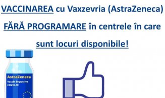 Vaccinare fără programare cu AstraZeneca, disponibilă în câteva zile. Precizări CNCAV