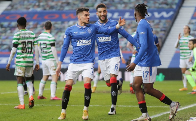 Rangers - Celtic 4-1. Ianis Hagi a intrat în ultimele minute şi s-a remarcat imediat