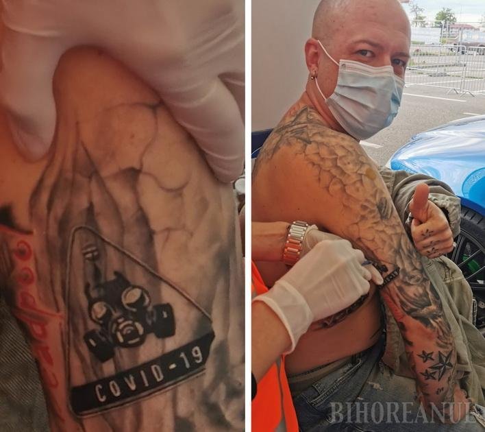 Un bărbat din Oradea și-a tatuat pe braț semnul „COVID-19”, după care s-a vaccinat fix în acel loc
