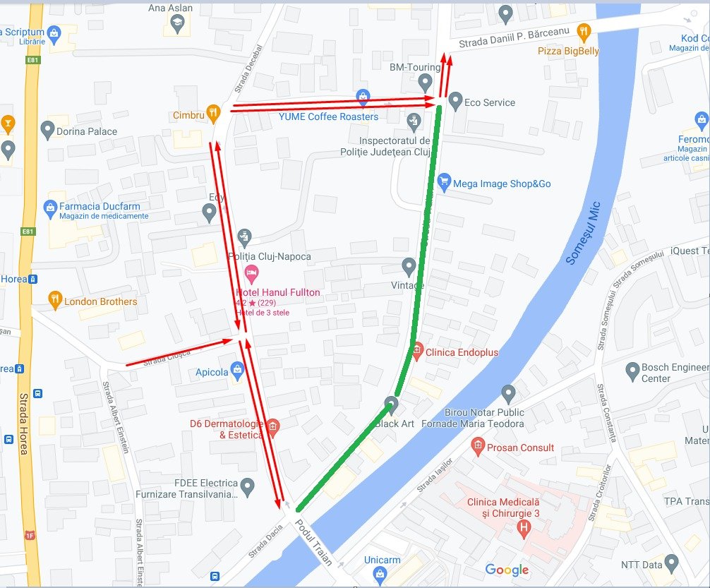 Un clujean le propune poliţiştilor să renunţe la banda dedicată şi dublu sens pe Decebal pentru a descongestiona traficul