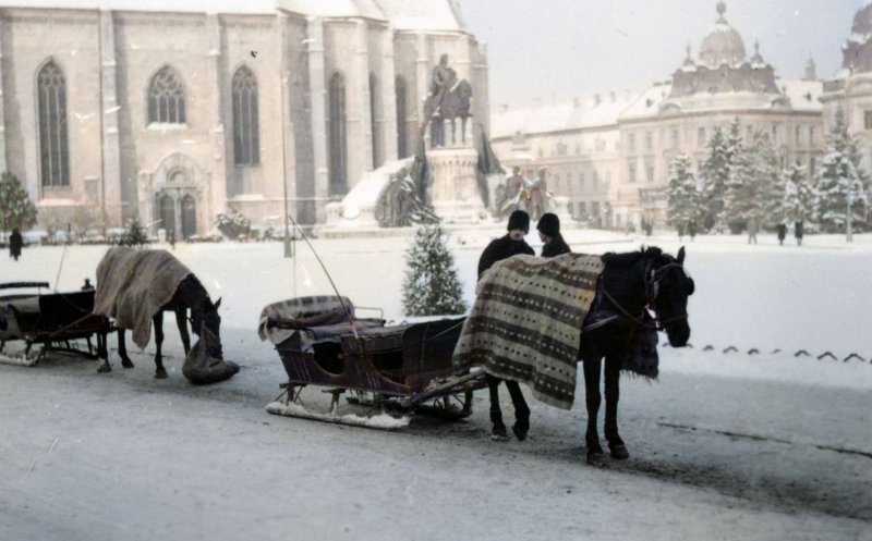 Sanie pe post de taxi, în centrul Clujului