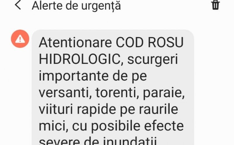 Avertizare RO-Alert de COD ROȘU pentru inundaţii şi viituri în Mihai Viteazul, Moldovenești, Iara, Valea Ierii și Băișoara