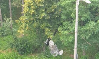 Veneția de Cluj. Străzile din oraș, din nou sub ape după furtună/ Acoperișuri smulse și un stâlp prăbușit