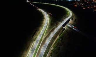 Imagini spectaculoase pe timp de noapte cu nodul rutier de pe Autostrada Sebeş - Turda, după inaugurare
