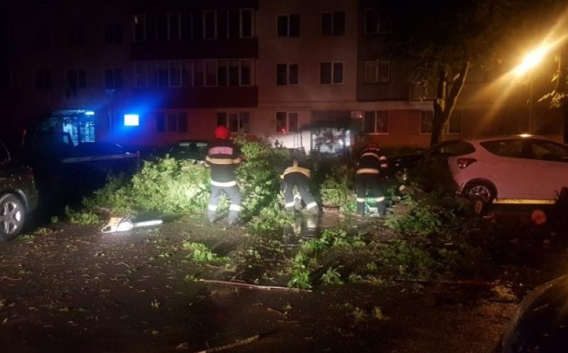 Furtuna de duminica. Mai multe apartamente distruseîn Dej, copaci căzuți la Turda, acoperiș smuls la Mihai Viteazu