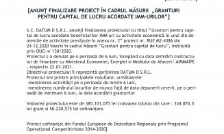 Anunt finalizare proiect