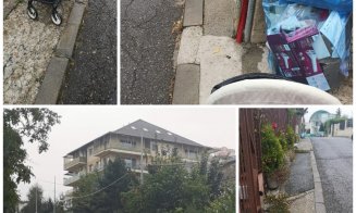 Trotuarele din Cluj, groaza părinţilor cu cărucioare: "abia 50 cm, stâlpi în mijloc, gropi, trepte"