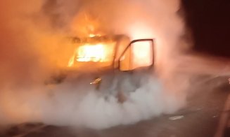 Incendiu pe centura Vâlcele- Apahida: O autoutilitară a luat foc