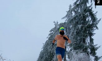 „Alergătorul la bustul gol” din Cluj se antrenează chiar și pe zăpadă