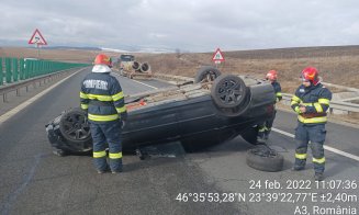 Accident Cluj: Mașină răsturnată pe Autostrada Transilvania