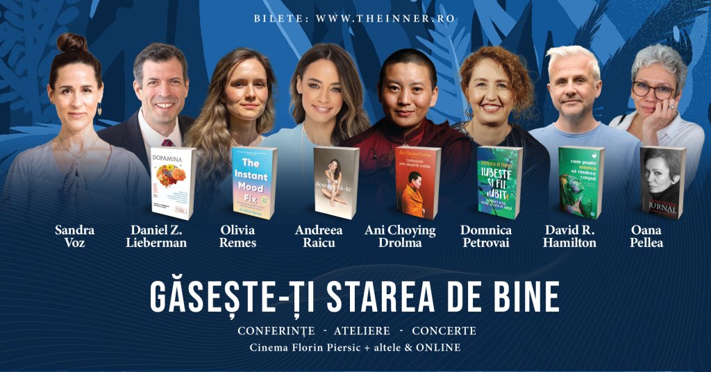 Daniel Lieberman - „Dopamina”), Any Choying Drolma  - „Confesiunile unei călugărițe budiste” și Andreea Raicu, printre speakerii invitați la The Inner - Mapping Inside