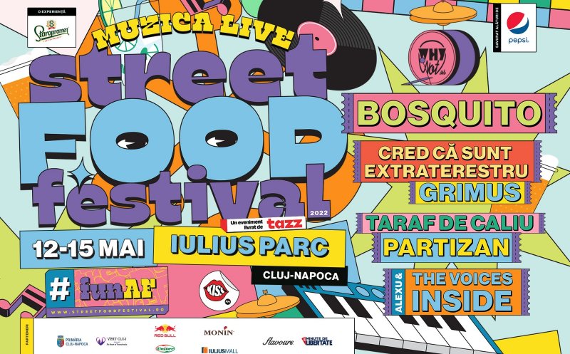 Street Food Festival Cluj-Napoca 2022 în IULIUS Parc. Chef FOA vine în oraș, concert Bosquito și multe alte surprize la prima ediție fără restricții