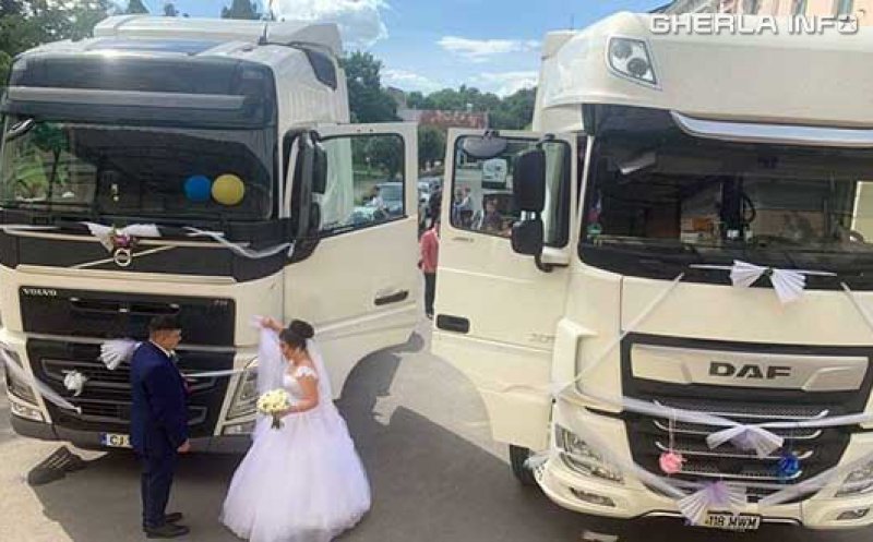 Mire și mireasă, cu TIR-ul la starea civilă