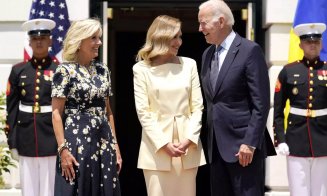 Jill Biden în pană de rochii? Rochia de la întâlnirea cu Oleana Zelenskaia la Casa Albă, e aceeași pe care a purtat-o în România, la întâlnire cu Carm