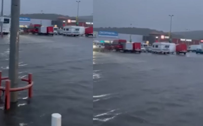 ,,Ștrand” la VIVO Cluj. Parcarea mall-ului e INUNDATĂ