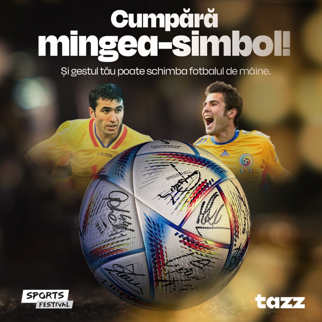 Mingea oficială din meciul de retragere al lui Adrian Mutu, de la Sports Festival, scoasă la vânzare