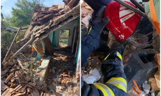 Un tânăr de 16 ani a fost transportat cu elicopterul SMURD după ce a fost prins sub un perete prăbuşit al unei case
