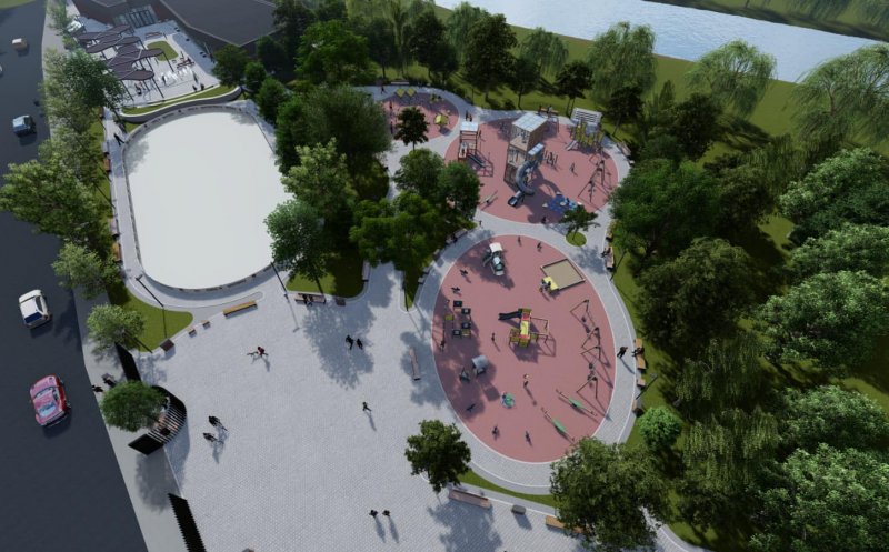 Cum va arăta Parcul Central din Turda: 20 de mil. lei pentru patinoar artificial și centru multifuncțional
