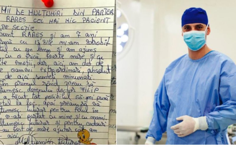 Gestul emoționant prin care un copil a mulțumit echipei medicale din Cluj pentru cum a fost tratat: „Sunteți minunați”