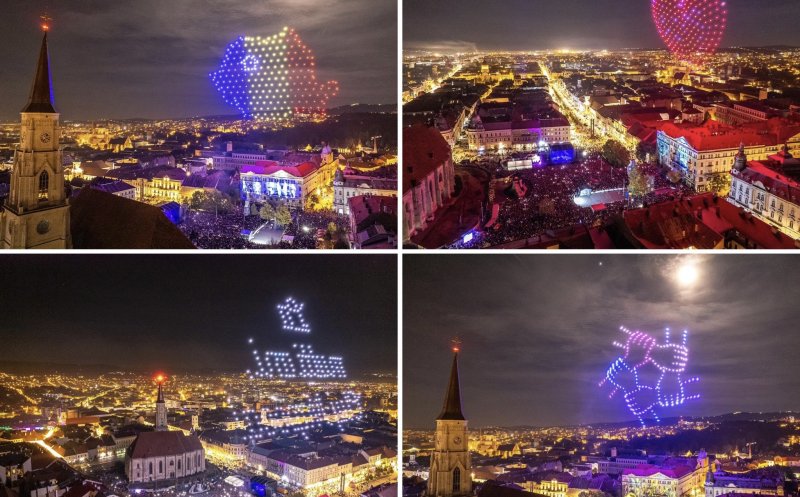 Clujul trece de la focuri de artificii la spectacole cu drone. Câți bani se duc din bugetul local pentru 1 Decembrie/Revelion