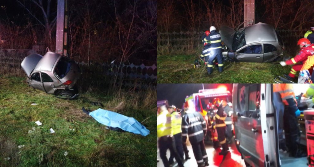 Accident MORTAL cu mașină condusă de un minor: Şoferul de 16 ani a murit și alți doi copii, de 13 și 14 ani, au fost grav răniți