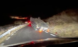 Accident Cluj: Mașină cu roțile-n sus pe varianta Grigorescu - Florești
