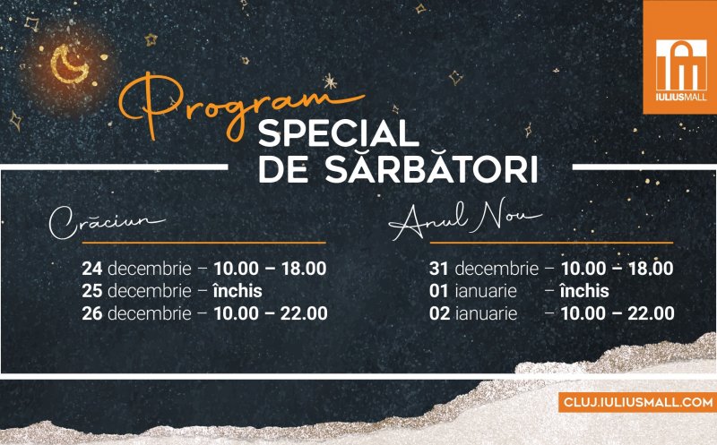 Iulius Mall Cluj și Iulius Christmas Market, deschise în a doua zi de Crăciun şi pe 2 ianuarie 2023. Idei inedite de cadouri găsești la târgul din Iulius Parc