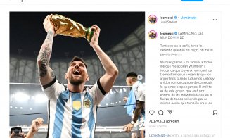 Messi, RECORD pe Instagram, cu o postare care a depăşit 70 de milioane de like-uri