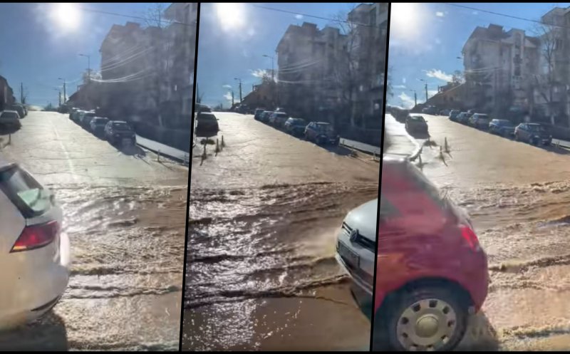 Imagini spectaculoase! Bulevardul Titulescu, INUNDAT. Când se restabilește alimentarea cu apă
