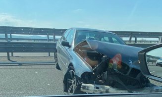 Accident pe A10 Sebeș-Turda. S-a întâmplat după ce unui BMW i-a explodat un cauciuc