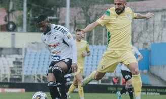 Greu cu ultima clasată. "U" Cluj s-a chinuit contra Mioveniului, dar a luat cele trei puncte