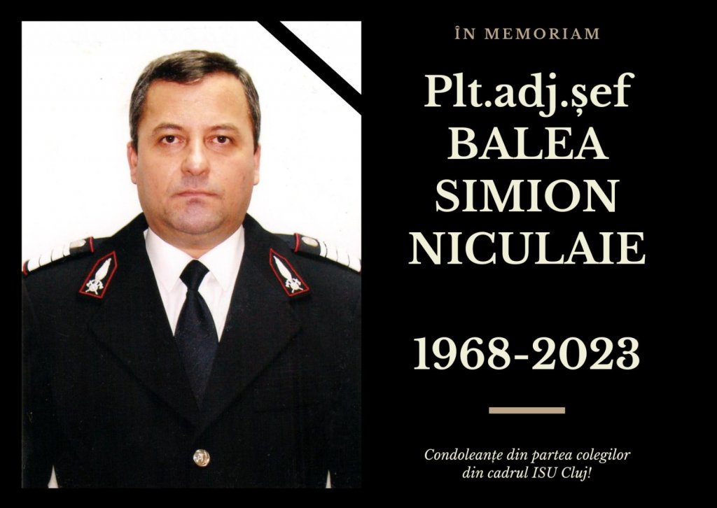 Un pompier clujean, care s-a luptat timp de 30 de ani cu focul, a decedat. ISU Cluj: „A acționat neîntrerupt, peste 10 ore, la un incendiu”