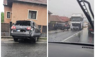 Daună totală. Accident între un autoturism și un tir în Baciu