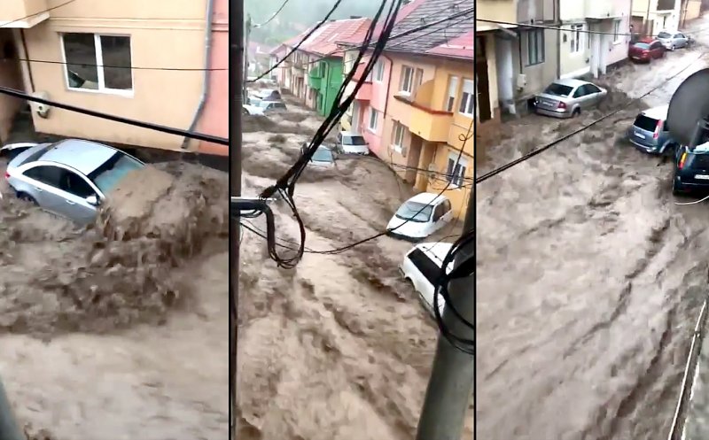 Inundații catastrofale în zona urbană: Mașini luate pe sus de viitură