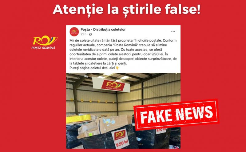 ÎNŞELĂCIUNE ONLINE. Avertismentul Poștei Române: Nu vindem pachete nerevendicate pe Facebook, la prețul de 9,90 lei