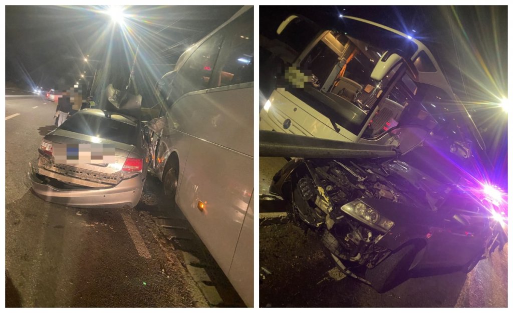 ACCIDENT între un autocar și două mașini, în Cluj! Trei persoane sunt consultate de medici